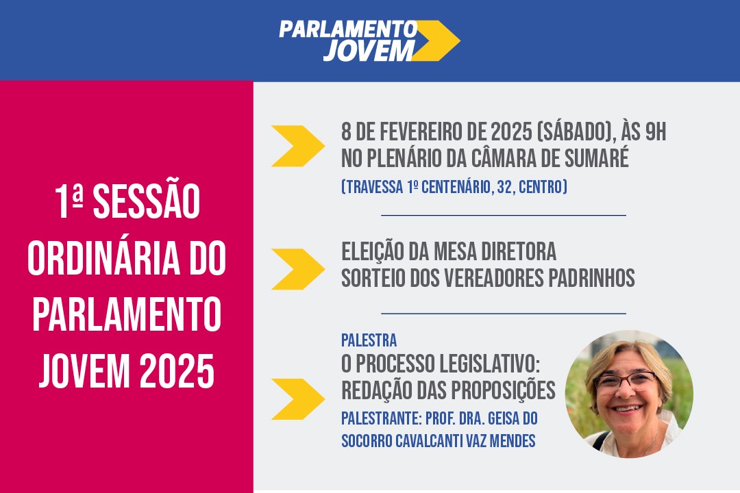 Parlamento Jovem de Sumaré tem primeira sessão de 2025 neste sábado