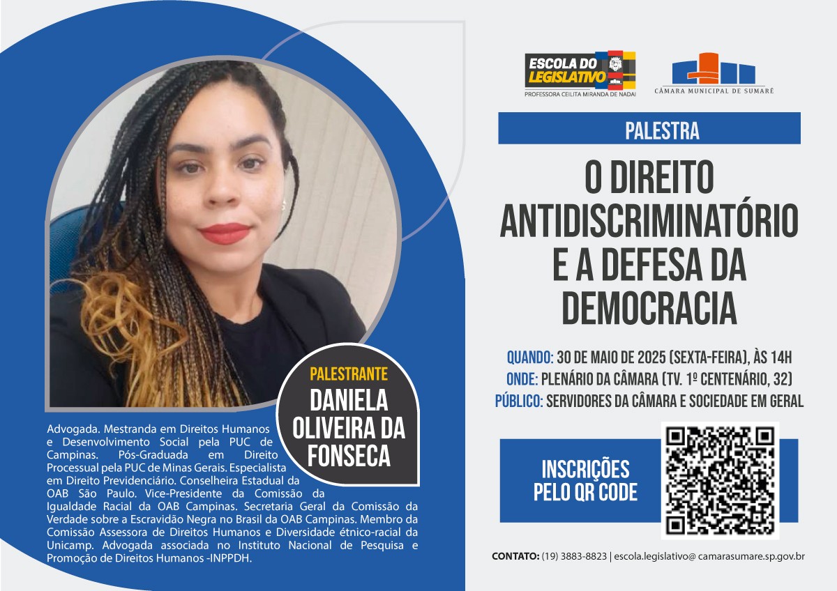 Escola do Legislativo de Sumaré oferece capacitação sobre direito antidiscriminatório