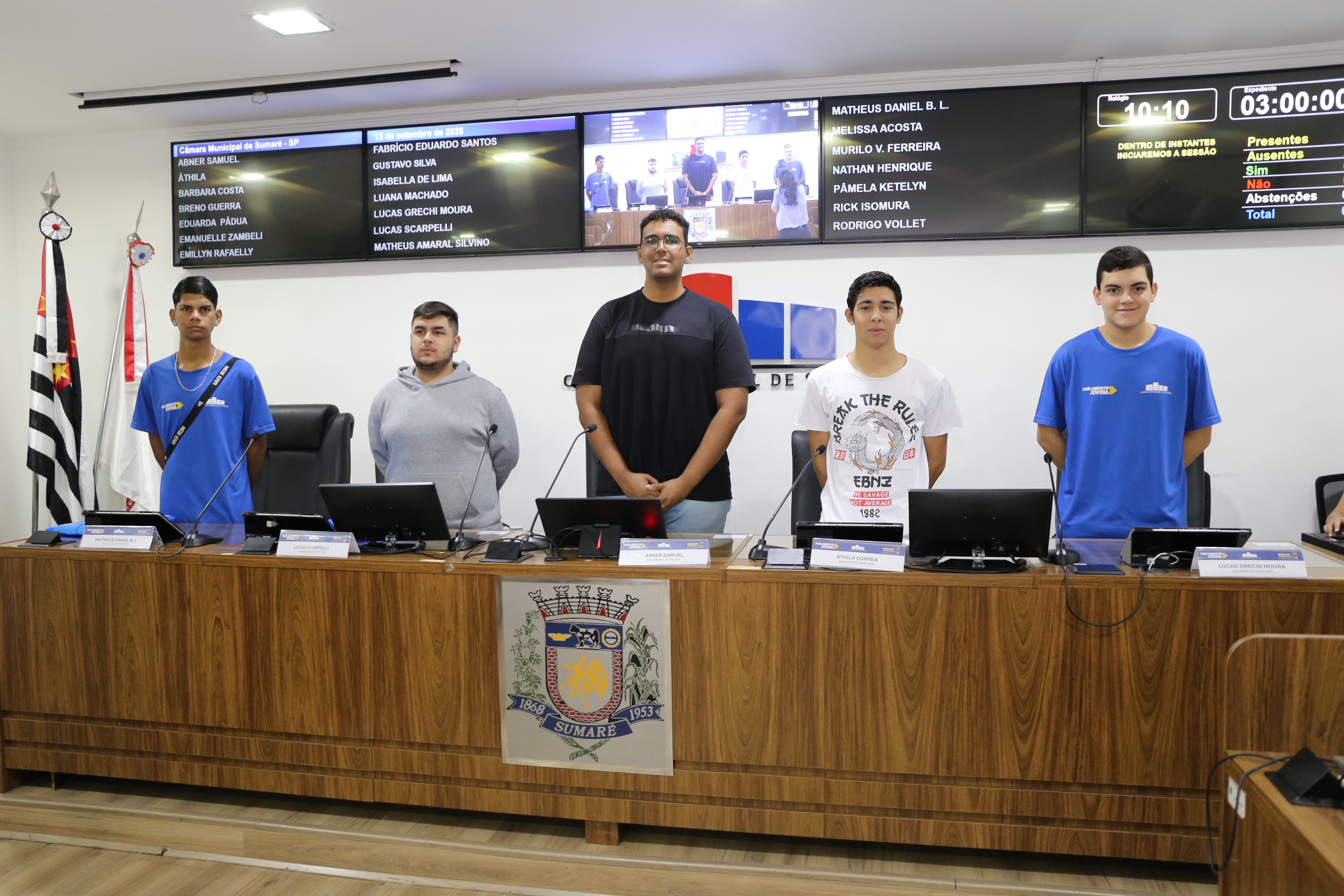 Parlamento Jovem da Câmara de Sumaré elege nova Mesa Diretora