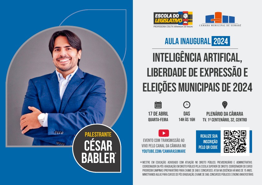 Evento na Câmara de Sumaré aborda inteligência artificial, liberdade de expressão e eleições municipais