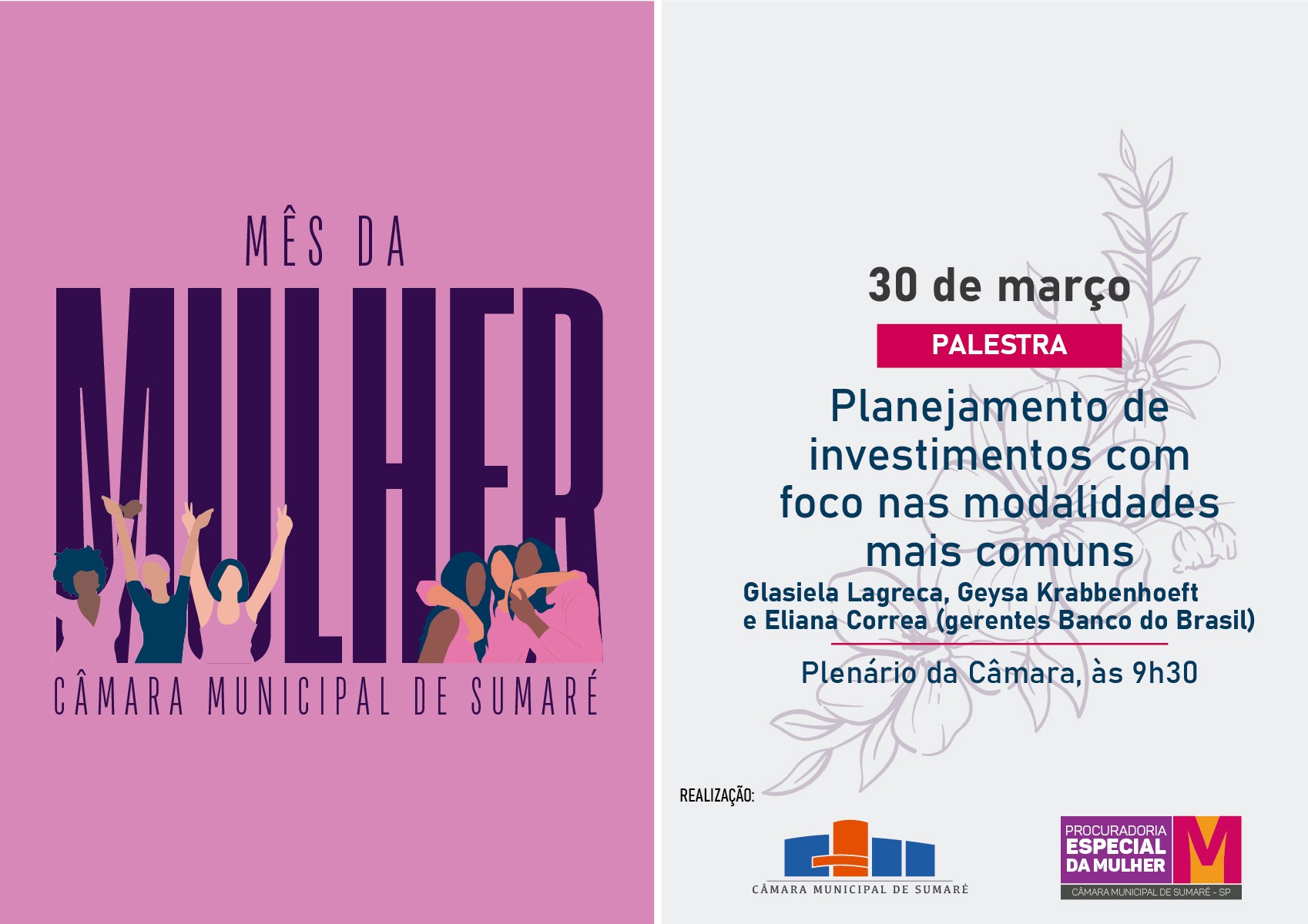 Palestra sobre investimento financeiro encerra programação do Mês da Mulher na Câmara