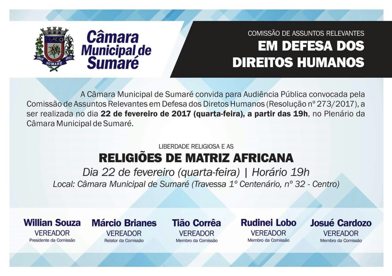 Câmara de Sumaré promove Audiência  Pública sobre liberdade religiosa