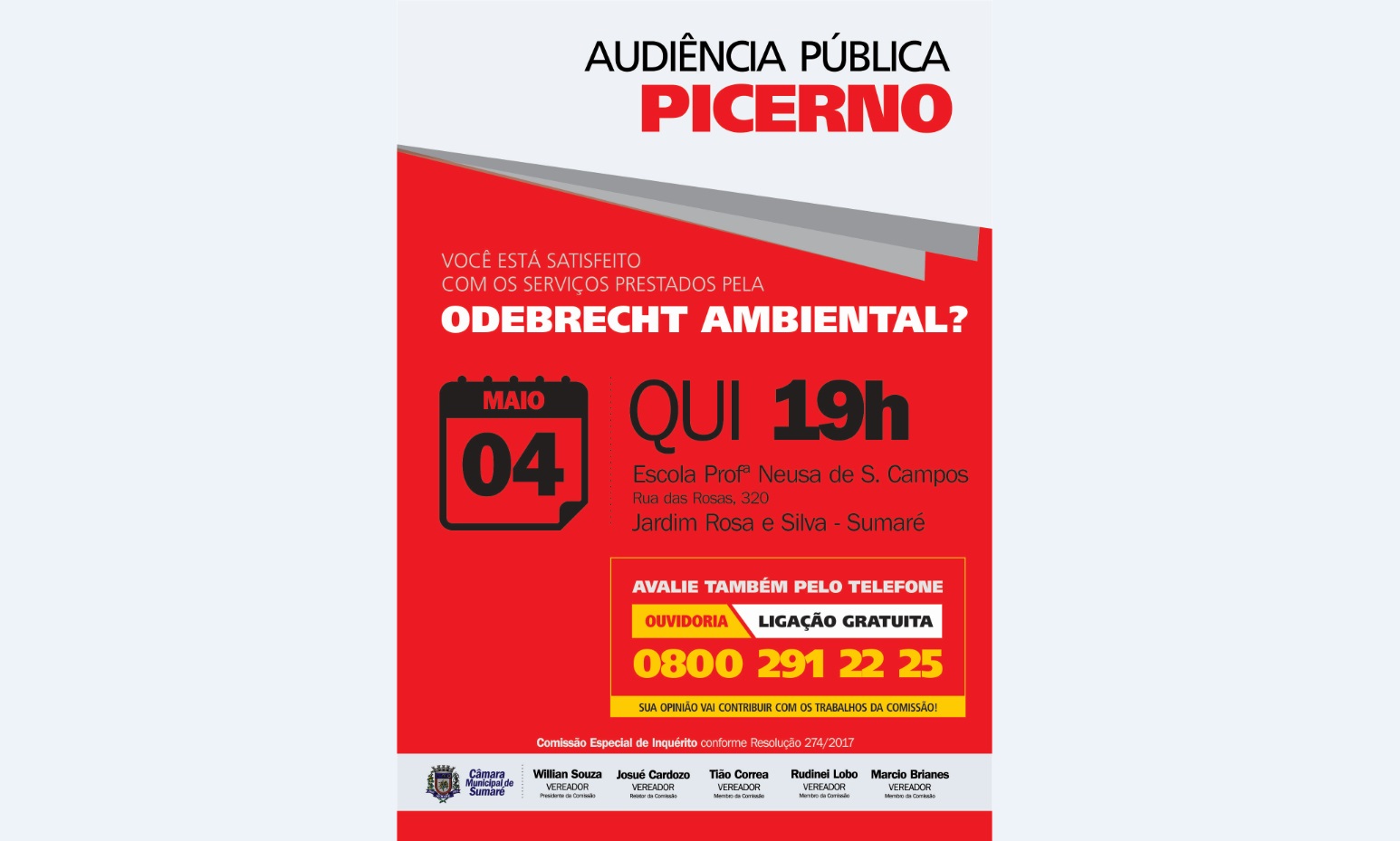 CPI da Odebrecht realiza Audiência Pública na região do Picerno